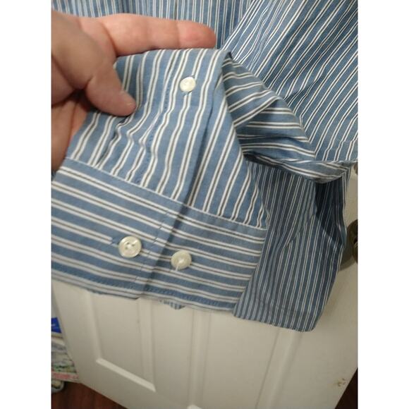 Croft&Barrow Men's XL Shirt Blue Striped Collared Long Sleeve Officewear - Picture 6 of 10